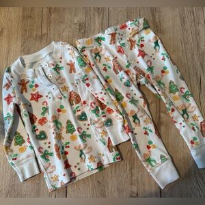 Roller Rabbit Kids Pajama Set - White with Red, Green, and Gold Print